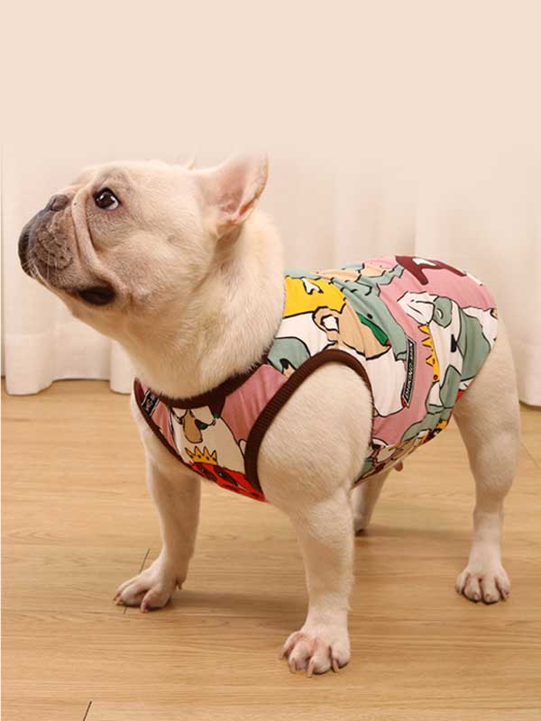 GMTPET французский весенне-летний тонкий жилет для собак, хлопковый жилет с рисунком толстой собаки, бульдога, мопса, 107-222038 www.gmtshop.com