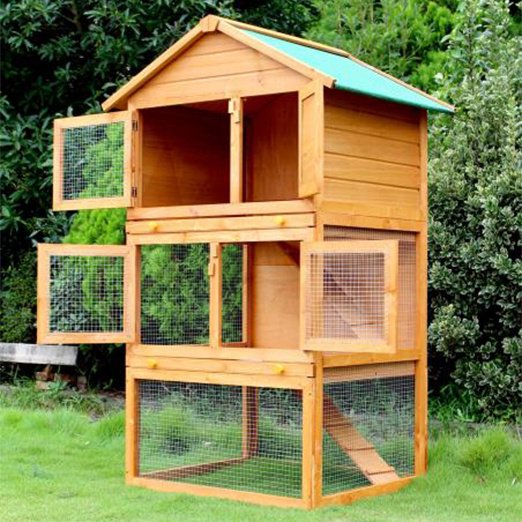 Two Layers Wooden Rabbit Cage Outdoor Pet House Large House for Rabbits 06-0006 gmtshop.com