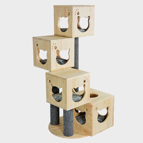 Pet products new design wooden cardboard cat House 06-0199 Cat House: Wooden Pet Tree House Furniture Cat Tree Small