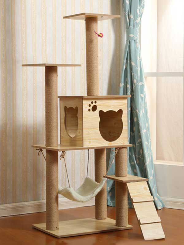 Factory OEM Wholesale Large Multi-layer Wooden Cat Tree House Cat Jumping Platform 06-1154 Cat Trees: Tower & Pet Furniture Products Big Cat Tree