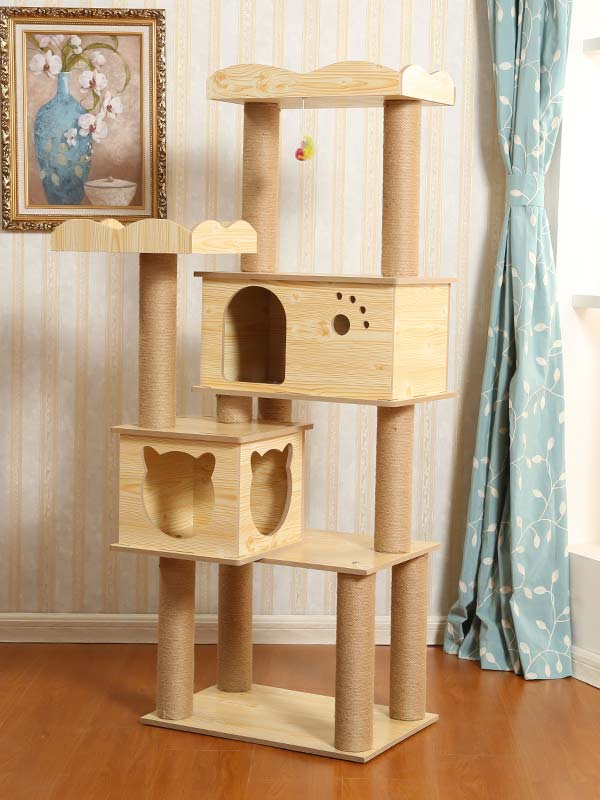 Wholesale density board cat tree - double cat room double platform