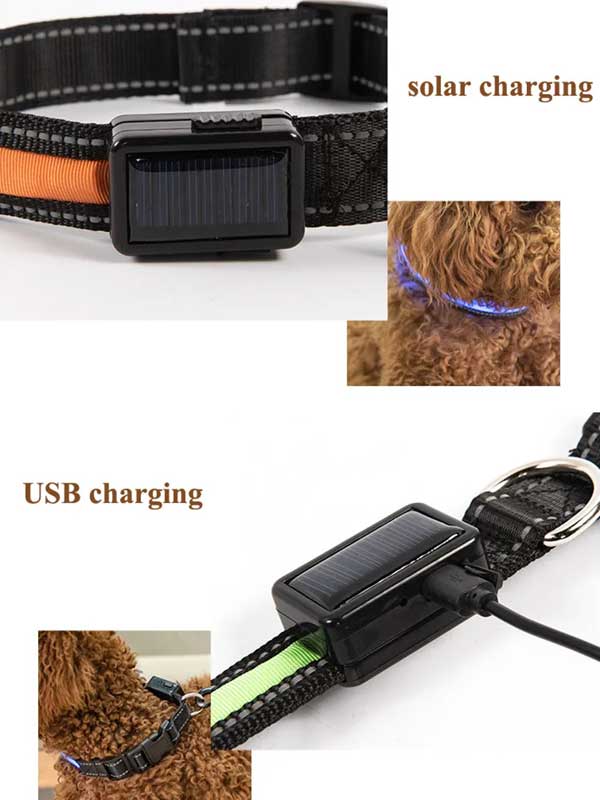 Led Dog Collar: Wholesale USB Solar Charging Pet Dog Collars 06-1196