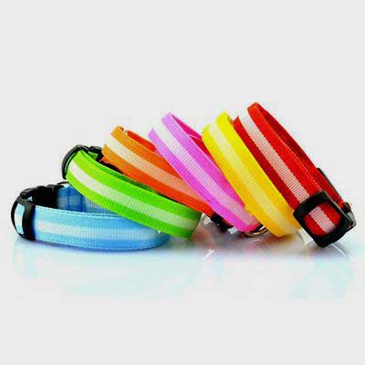 Pet Dog Collar: Led Safety Light-up Flashing Glow	 06-1206 Pet Collars Leashes bling dog collar