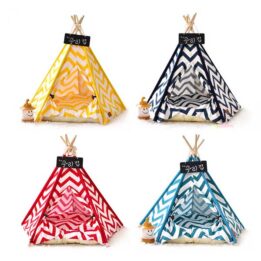 Dog Bed Tent: Multi-color Pet Show Tent Portable Outdoor Play Cotton Canvas Teepee 06-0941 gmtshop.com
