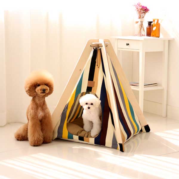 Animal Dog Teepee: Dog Bed Tent Stripe Portable Folding Small Pet Tent House 06-0955 Pet Tents: Pet Teepee Bed House Folding Dog Cat Tents Dog Tent outdoor pet tent