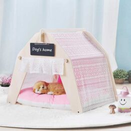 Indoor Portable Lace Tent: Pink Lace Teepee Small Animal Dog House Tent 06-0959 gmtshop.com