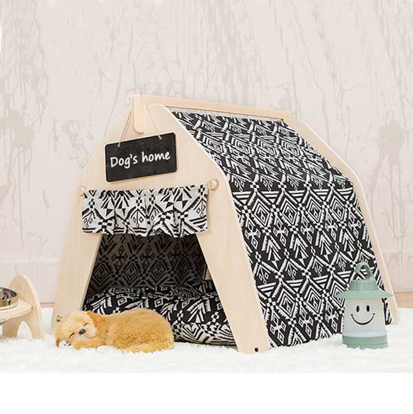 Waterproof Dog Tent: OEM 100% Cotton Canvas Pet Teepee Tent Colorful Wave Collapsible 06-0963 Pet Tents outdoor pet tent