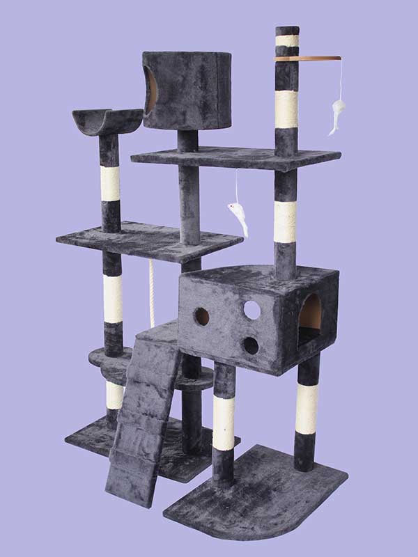 Four-layer sisal flannel cat climbing frame cat room platform climbing ladder mouse toy cat tree 06-0003