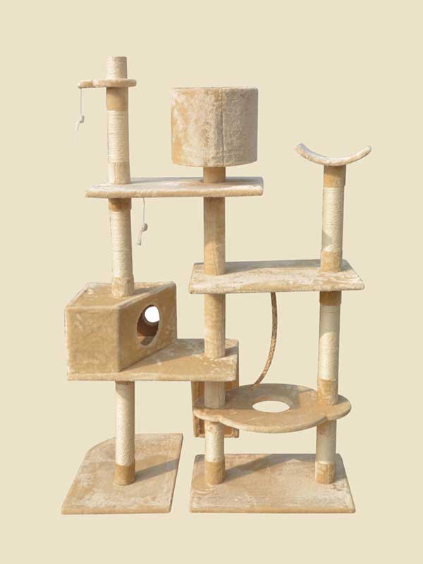 Four-layer sisal flannel cat climbing frame cat room platform climbing ladder mouse toy cat tree 06-0003
