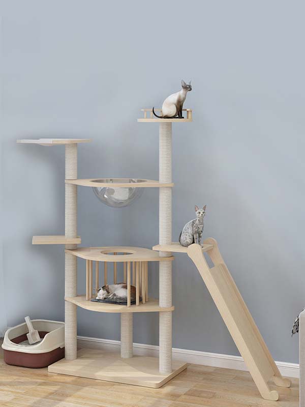 Wholesale pine solid wood multilayer board cat tree cat tower cat climbing frame 105-212 gmtshop.com