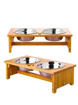Factory Wholesale elevated bowl wooden pet bowl rack dog bowl