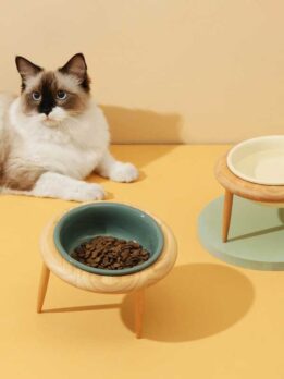 Factory OEM Wholesale ceramic flying saucer cat bowl with legs