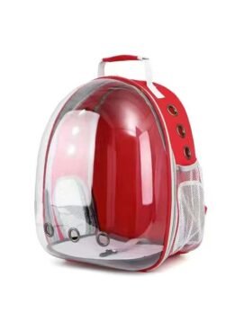 Transparent red pet cat backpack with side opening 103-45052 gmtshop.com