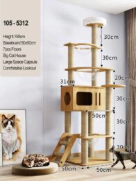 Cat Climbing Tree at Climbing Tree 175CM 68.95 IN MDF Board with 6.5cm Pillar